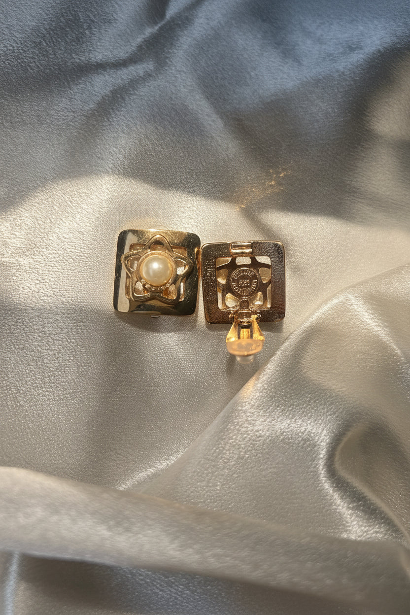 Vintage CELINE Star Pearl Earrings