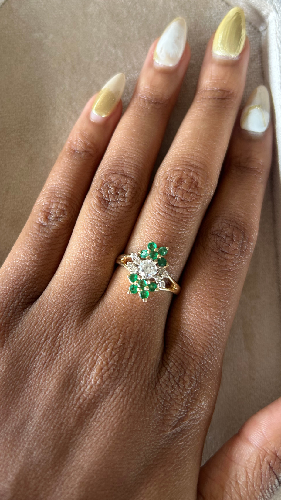 14K Gold Emerald & Diamond RIng