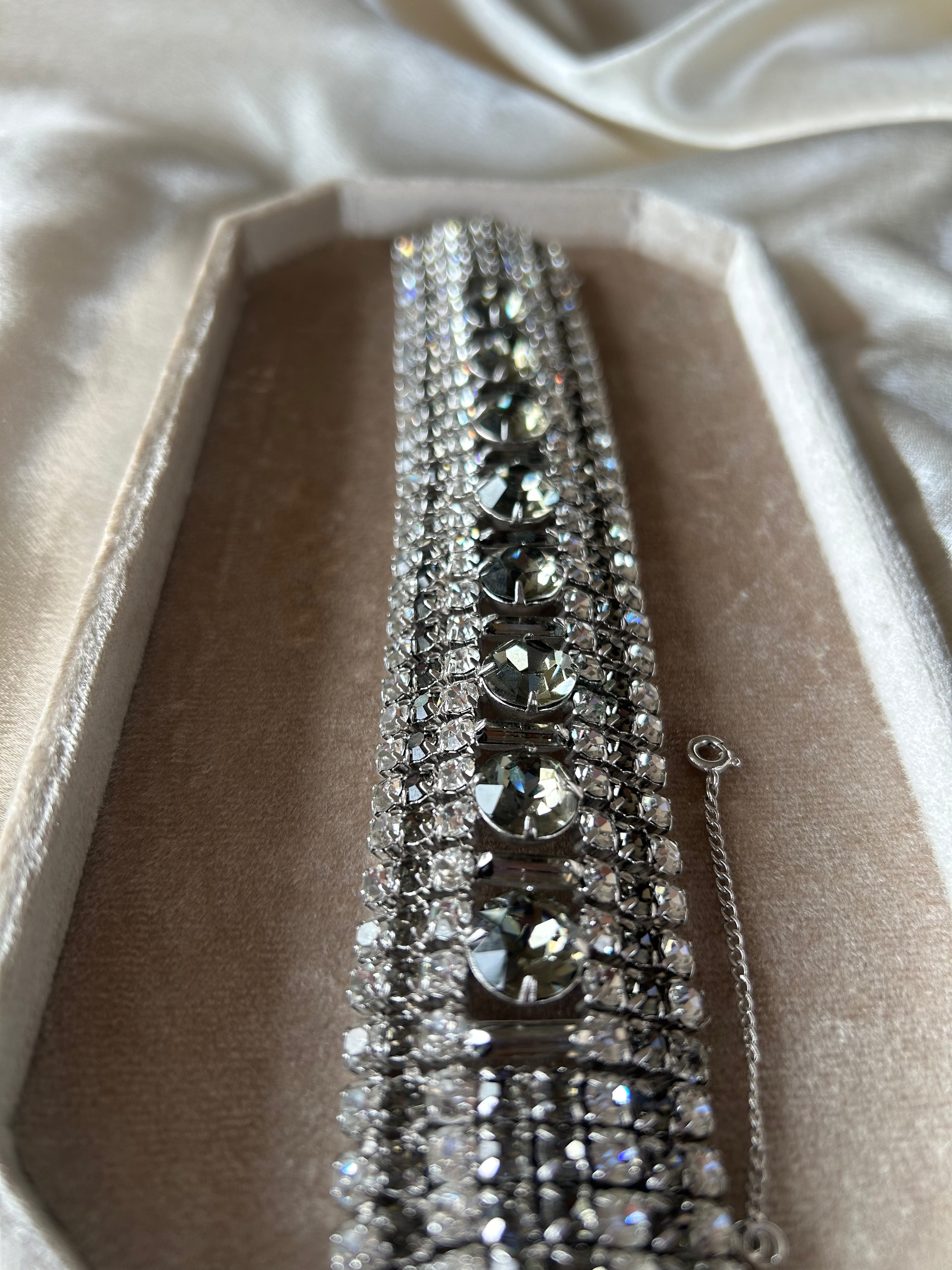 Vintage 1950's Wide Rhinestone Bracelet