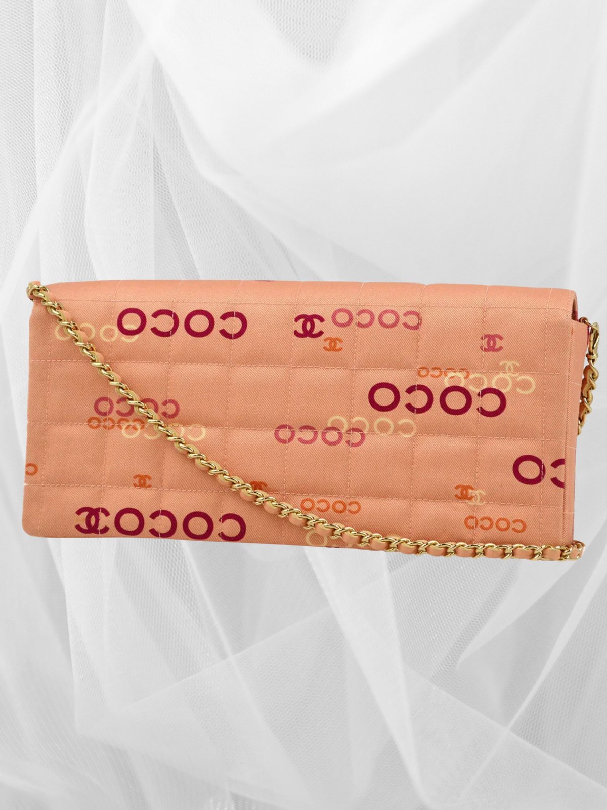 CHANEL CC Pink Canvas Chocolate Bar Flap Bag