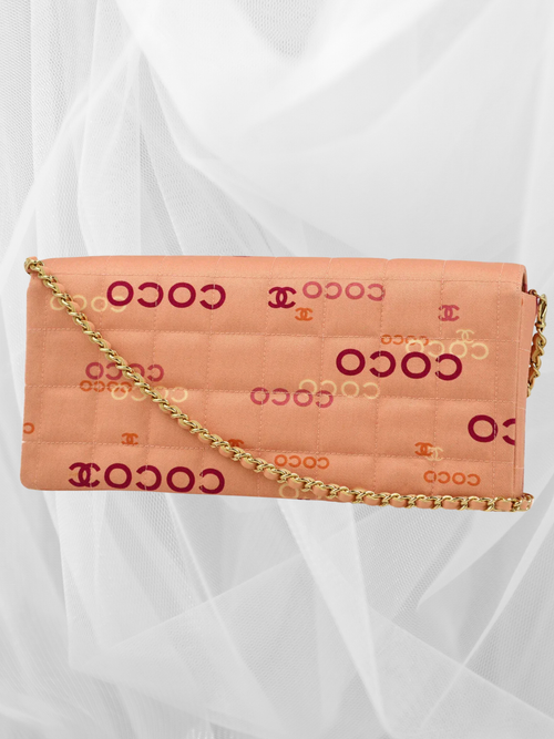 CHANEL CC Pink Canvas Chocolate Bar Flap Bag