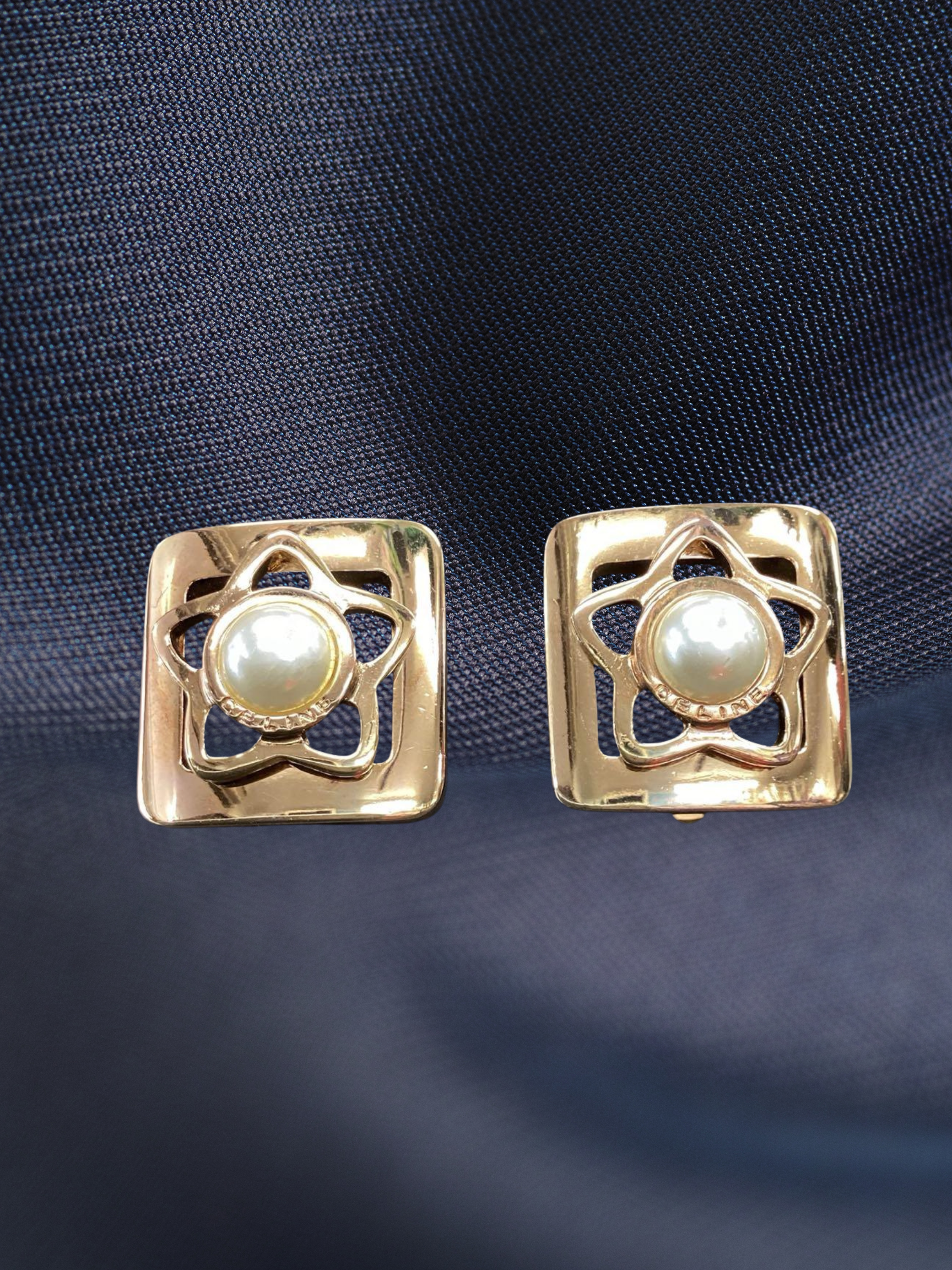 Vintage CELINE Star Pearl Earrings