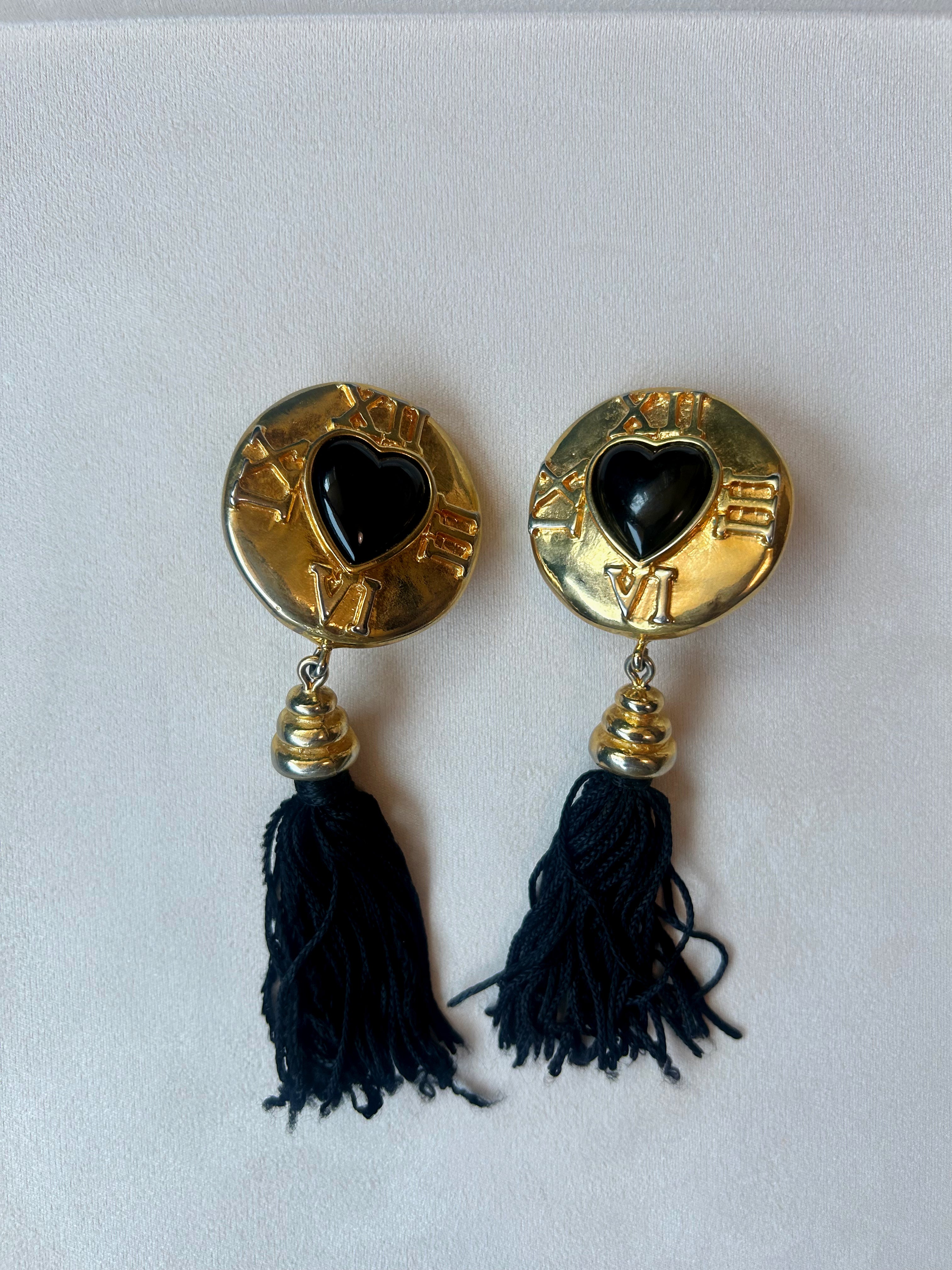 Vintage Heart Escada Tassel Earrings