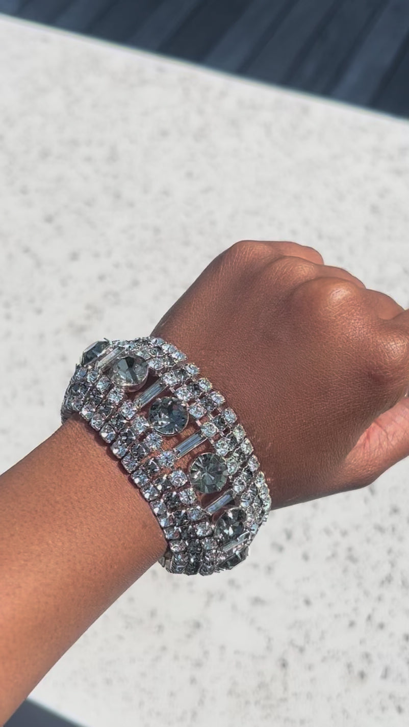 Vintage 1950's Wide Rhinestone Bracelet